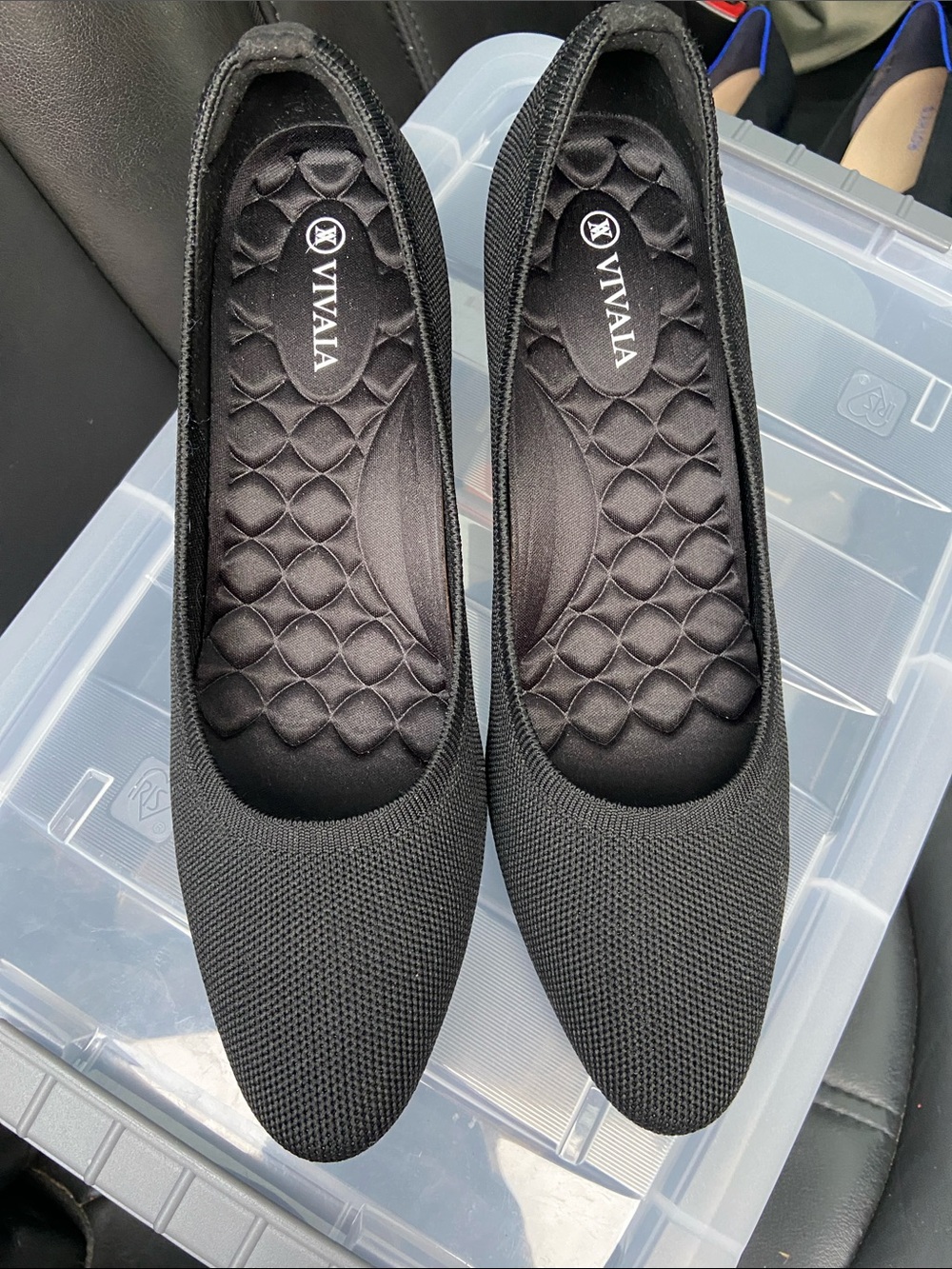 VIVAIA Black Knit Wedges – Cushioned Slip-On Comfort